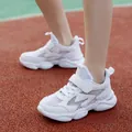Breathable white mesh sports sneakers for children featuring adjustable velcro straps - Single Mesh Breathable Style (8857)