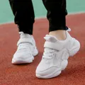 Comfortable white kids sneakers with breathable mesh and velcro strap closure - Double Mesh Breathable Style (8856)