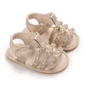 Gevlochten champagnegouden babyzomersandalen met zachte rubberen zool voor 0-1 jaar - Goud