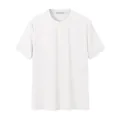 Ανδρικό λευκό ριμπ πλεκτό μπλουζάκι T-shirt, κοντό μανίκι, χαλαρή γραμμή και στρογγυλή λαιμόκοψη - S / Tops / Λευκό