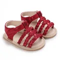 Glinsterende rode babysandalen met gevlochten bandjes en zachte rubberen zool voor baby's - Rood
