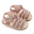 Roze glitter babysandalen met gevlochten bandjes en antislip rubberen zolen voor baby's - Roze