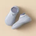 Soft sole breathable baby sock shoes in light blue for indoor infant walking training - Blue