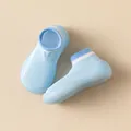 Breathable light blue baby sock shoes with soft non-slip soles for indoor walking - Sky Blue