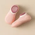 Breathable pink knitted baby sock shoes with flexible soft rubber soles for toddlers - Pink
