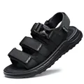 Sandales de sport d'extérieur noires pour hommes avec brides réglables et semelle souple - 38 / Style Sport à Trois Brides (99304) / Noir