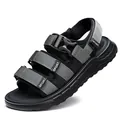 Sandales de sport d'extérieur pour hommes en gris et noir avec sangles réglables - 38 / Style Sport à Trois Brides (99304) / Gris