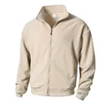 Casual beige fleecejas voor heren met opstaande kraag voor de herfst en de winter - L / Tops / Beige