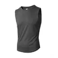 Canotta fitness da uomo in mesh, vestibilità slim, spalle larghe, variante grigio scuro - Grigio Ferro