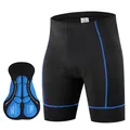 Men's and women's cycling shorts with thickened silicone gel pad and blue stitching - Black Blue