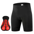 Black padded cycling shorts with breathable red 3D gel cushion for MTB and road bikes - Black