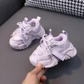 Purple mesh breathable sneakers for toddlers with non-slip soft sole and heart detail - 5 Pairs Pack (Size 21-25) / Purple (Double Mesh A06)