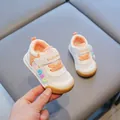 Atmungsaktive Baby-Lauflernschuhe aus Mesh in Weiß und Orange für Kinder von 1 bis 3 - Orange