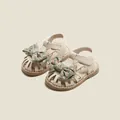Sandales d'été beiges pour bébés filles avec nœud floral et semelles antidérapantes - Longueur Intérieure 12cm / Style Nœud Floral (20MBX2501) / Beige