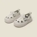 Sandales d'été blanches pour tout-petits avec semelles souples et velcro pour bébés - Longueur Intérieure 12.0cm / Beige