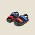 Sandales d'été pour tout-petits avec semelle souple et bandes velcro rouges et bleues - Longueur Intérieure 11.5cm / Noir