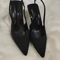 Κομψά μαύρα πέδιλα slingback με στιλέτο τακούνι και μυτερή μύτη σε μαύρο ματ φινίρισμα - Μαύρο
