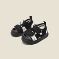 Sandales de marche pour tout-petits avec maille respirante et semelle souple noir et blanc - Longueur Intérieure 11.5cm / Noir