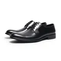 Classic black men's leather derby shoes for formal business and office attire - 37 / Black