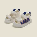 Sandales de marche confortables crème pour bébé avec semelles souples et accents bleus - Longueur Intérieure 14.5CM / Bleu
