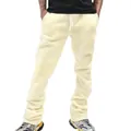 Détail du pantalon de jogging pour hommes beige coupe droite et large avec cordon de serrage - Abricot