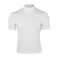Détail de haute qualité d'un t-shirt blanc ajusté à col montant et manches courtes pour homme - S / Blanc
