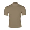 T-shirt homme kaki uni à col montant et manches courtes avec une coupe slim élégante - S / Kaki