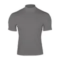 Vue détaillée t-shirt gris homme coupe ajustée col montant manches courtes été - S / Gris