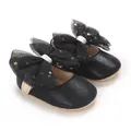Elegante zwarte baby prinsessenschoenen met grote decoratieve gaasstrikken en gouden sterren - Zwart