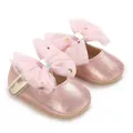 Glanzende roze baby prinsessen schoenen met strik voor meisjes 0-1 jaar, zachte zool - Roze