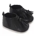 Schwarze Baby-High-Top-Schuhe mit modischen Fransen und weichen, flexiblen Stoffsohlen - Innenlänge 11cm / Schwarz