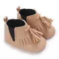Baby High-Top Schuhe mit Fransen und weicher Stoffsohle in klassischem Beige - Innenlänge 11cm / Aprikose