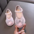 Elegante rosa Prinzessinnen-Schuhe für Mädchen mit Strass-Schleife und Perlen-Riemchen - 21-25 (Set von 5 Paaren) / Rosa