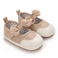 Soft sole baby walking shoes with elegant sparkling bow in champagne gold finish - Insole Length 11cm / Gold