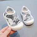 Breathable mesh baby walking sandals with camouflage print and soft non-slip soles. - Inner Length 11.5cm (Size 14) / Gray