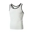 Men's athletic slim-fit ribbed tank top in white with black contrast trim for fitness - S / Tops / White