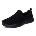 Breathable black fly-knit mesh women's slip-on walking shoes with soft soles - 35 / Black