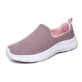 Breathable mauve fly-woven mesh women's slip-on sneaker with a white soft sole - 35 / Pink