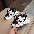 Breathable black and white chunky mesh sneakers for toddlers and kids aged 1-5 years - 21 / Black