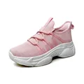 Rosa atmungsaktive Mesh-Sneaker mit dicker weißer Sohle für Damen Sportfreizeit - Rosa