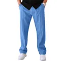 Pantalon bleu clair pour homme, coupe droite et décontractée pour le printemps et l'été - Bleu clair