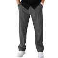 Pantalon décontracté gris surdimensionné pour homme à jambe droite pour le printemps et été - Gris foncé