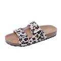 Stylish leopard print double buckle sandals for women with comfortable cork footbed soles - 35 / Beige Leopard