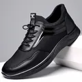 Black leather elevator sneakers with mesh breathable panels and 6cm height increase - 37 / Black Mesh 6cm Height Increase Style / Black