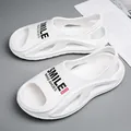 Men's white soft sole non-slip beach sandals for summer casual wear - White