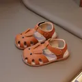 Cute brown toddler sandals with bunny ears design and soft sole for little girls - 16 / Brown