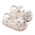 Witte babysandalen voor meisjes met vlinderdecoratie en zachte bloemenprint - Zoollengte 11CM / Wit
