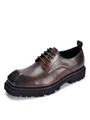 Close-up of vintage brown leather Derby shoe with unique square toe and thick lug sole - 38 / Dark Brown