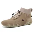 Zapatillas altas de calcetín caqui modernas para hombre y mujer con ante y suela ondulada - 35 / Caqui (C8005)
