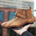 Botas Martin altas de cuero marrón para hombre con correa ajustable y suela resistente - 38 / Marrón